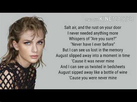 august lyrics taylor swift